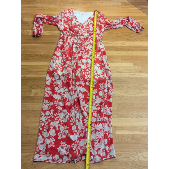Moon and Sky Floral Maxi Dress Red White Boho Medium - Picture 9 of 12